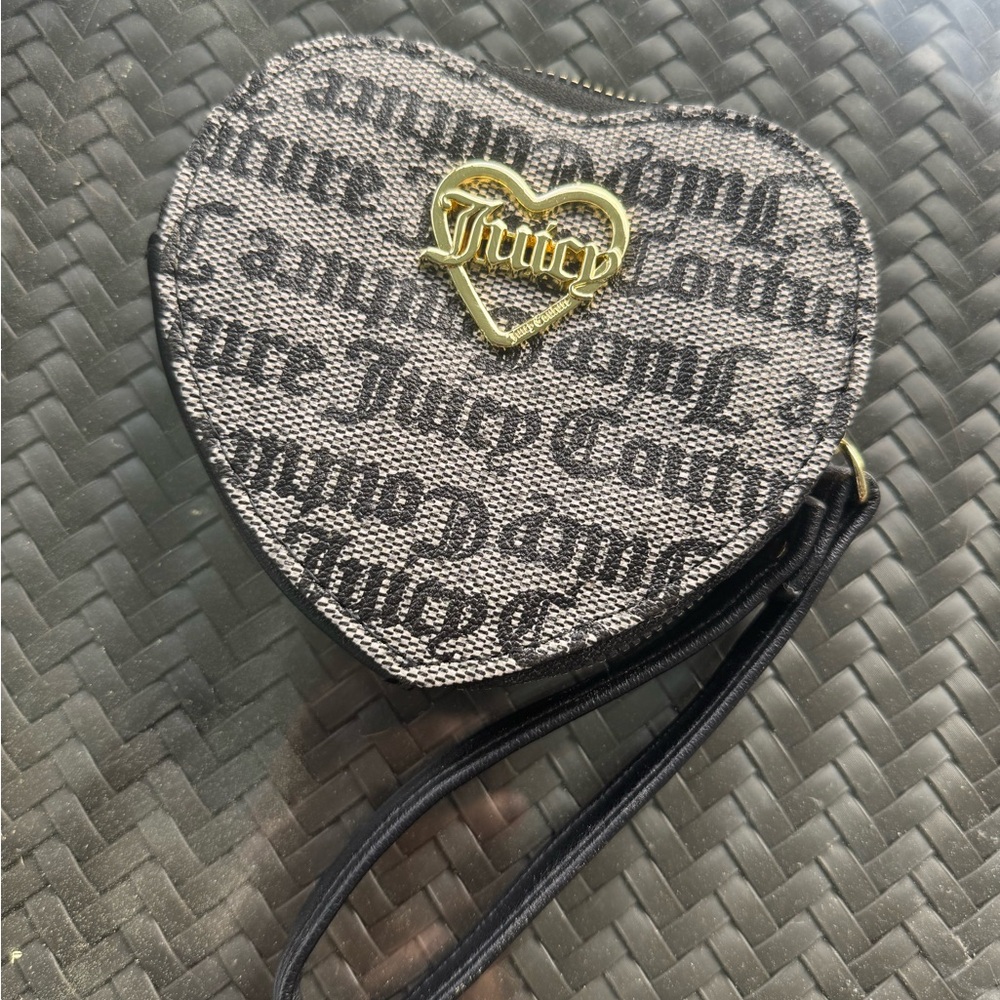 Juicy Couture Black Heart Clutch with Gothic Text